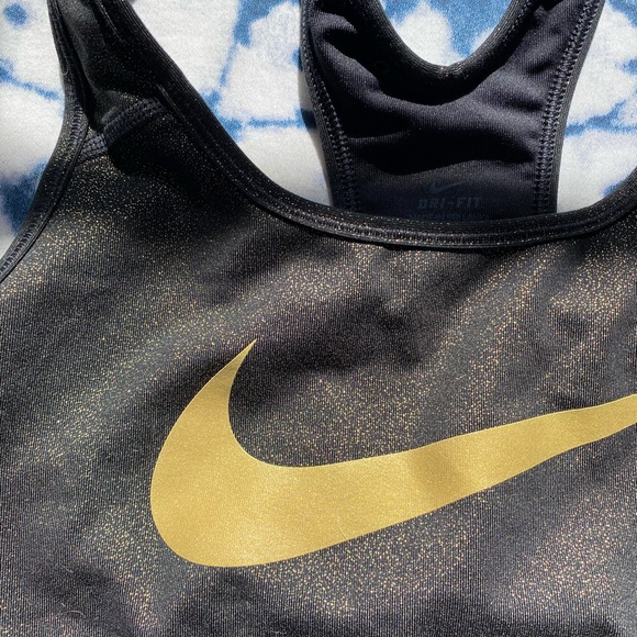 NIKE dri-fit gold and black sports bra - Picture 2 of 4